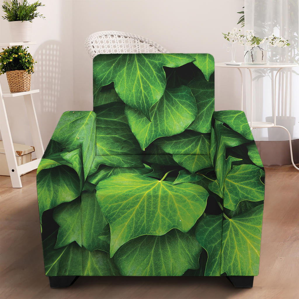 Green Ivy Leaf Print Armchair Slipcover