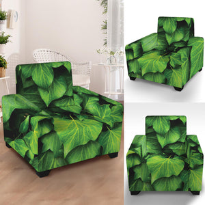 Green Ivy Leaf Print Armchair Slipcover