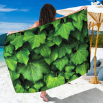 Green Ivy Leaf Print Beach Sarong Wrap