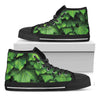 Green Ivy Leaf Print Black High Top Shoes