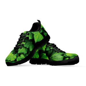 Green Ivy Leaf Print Black Sneakers