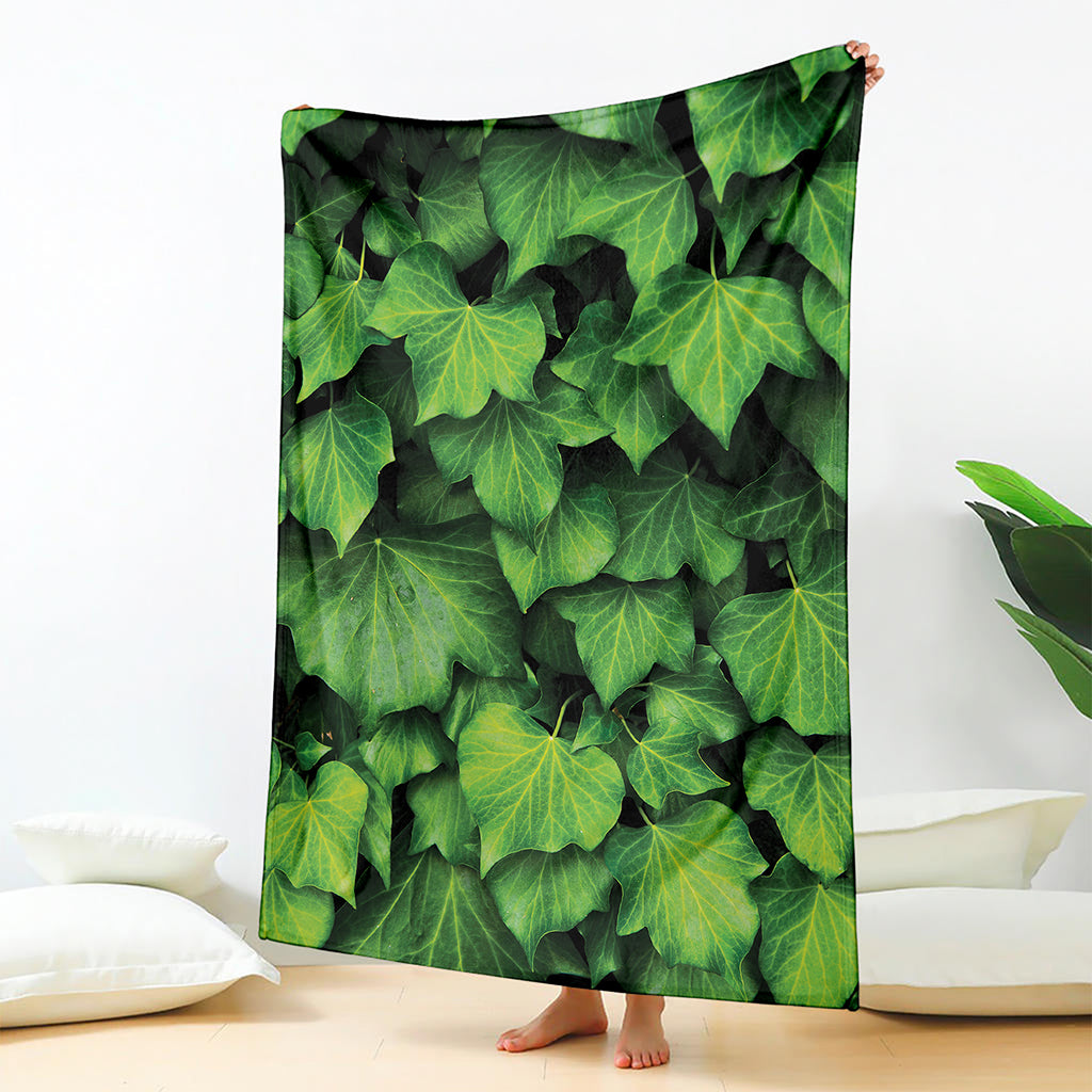 Green Ivy Leaf Print Blanket