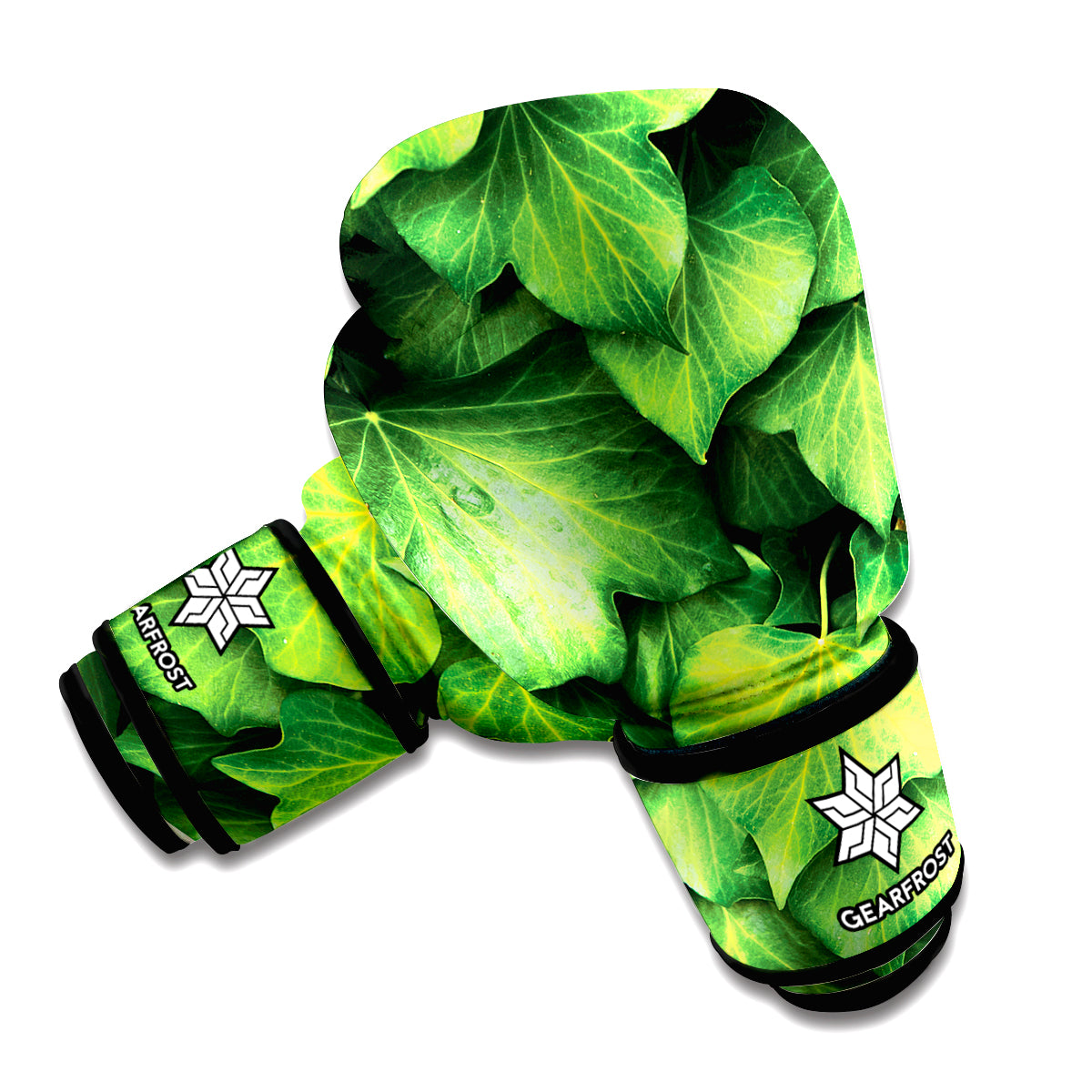 Green Ivy Leaf Print Boxing Gloves