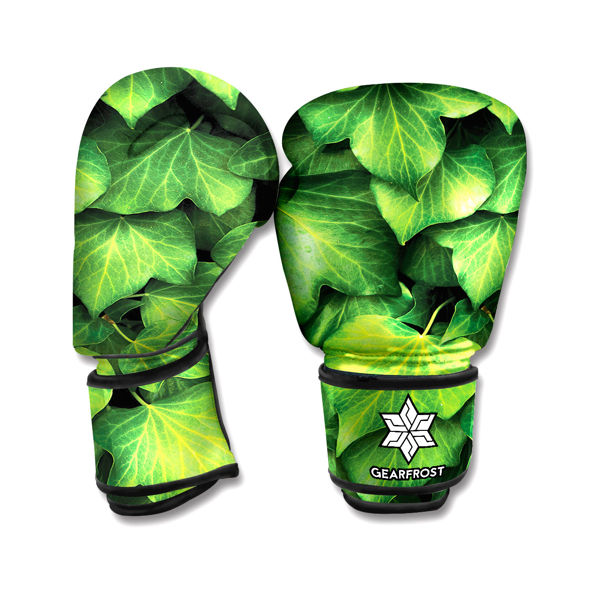 Green Ivy Leaf Print Boxing Gloves
