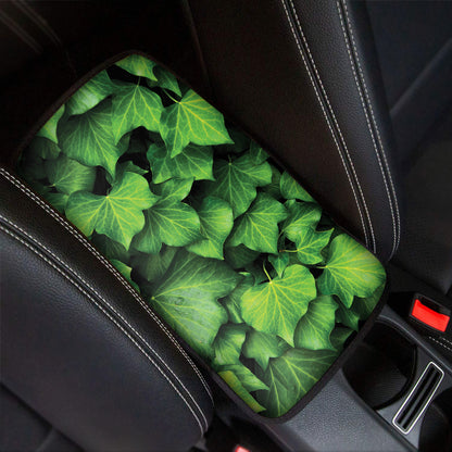 Green Ivy Leaf Print Car Center Console Cover