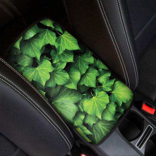 Green Ivy Leaf Print Car Center Console Cover