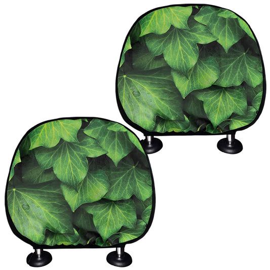 Green Ivy Leaf Print Car Headrest Covers