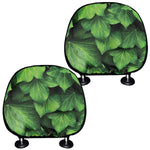 Green Ivy Leaf Print Car Headrest Covers