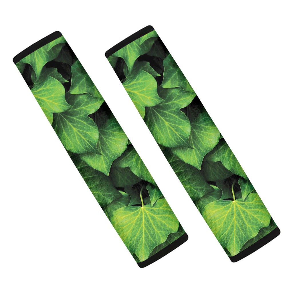 Green Ivy Leaf Print Car Seat Belt Covers