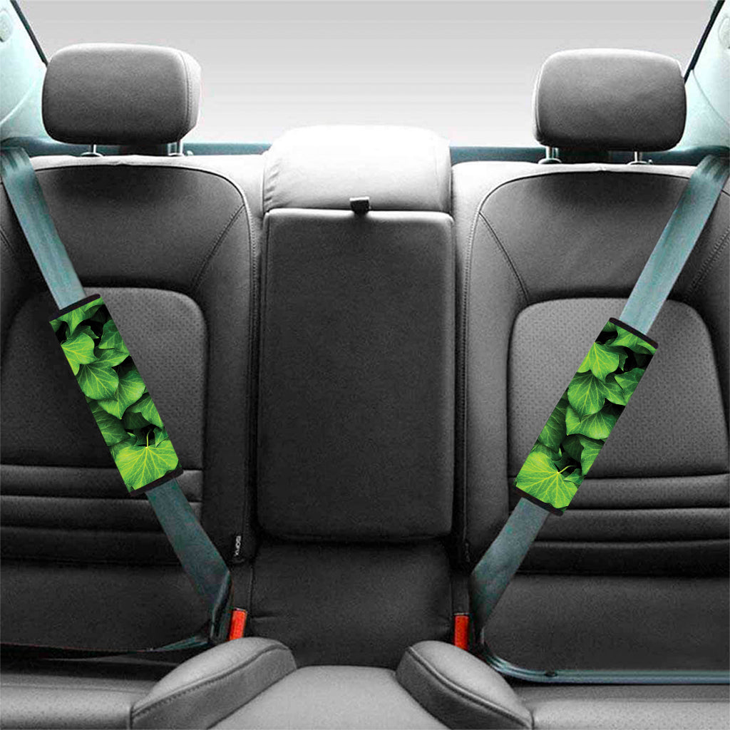 Green Ivy Leaf Print Car Seat Belt Covers
