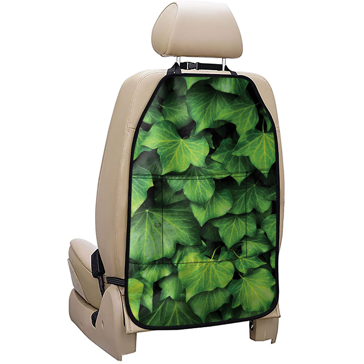 Green Ivy Leaf Print Car Seat Organizers