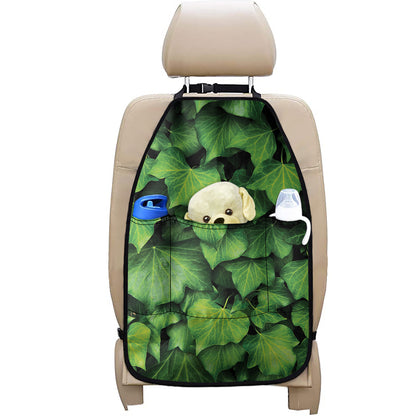 Green Ivy Leaf Print Car Seat Organizers