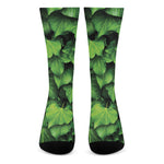 Green Ivy Leaf Print Crew Socks