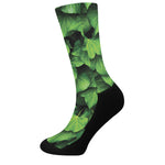 Green Ivy Leaf Print Crew Socks