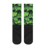 Green Ivy Leaf Print Crew Socks