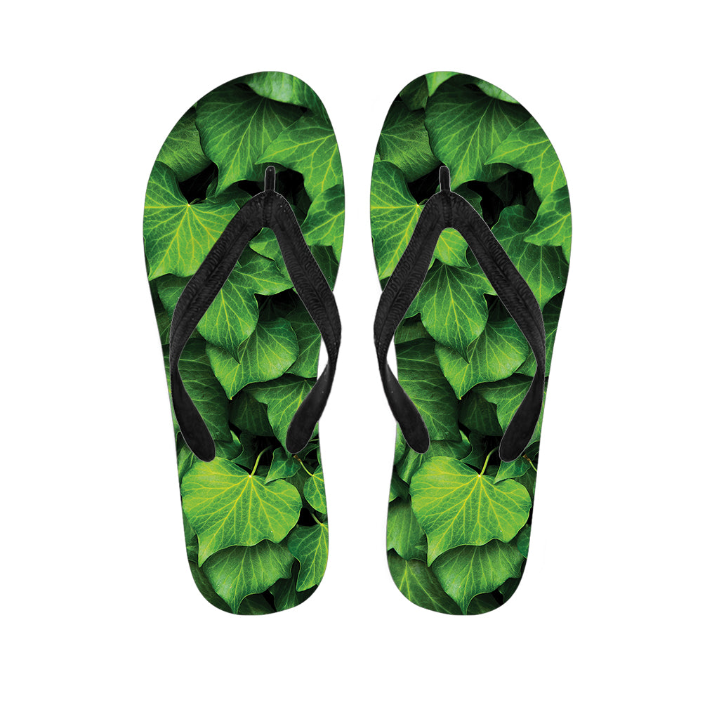Green Ivy Leaf Print Flip Flops