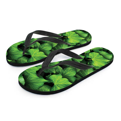 Green Ivy Leaf Print Flip Flops