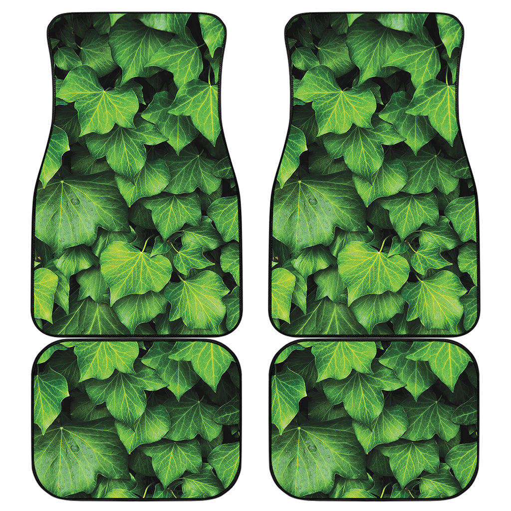 Green Ivy Leaf Print Front and Back Car Floor Mats