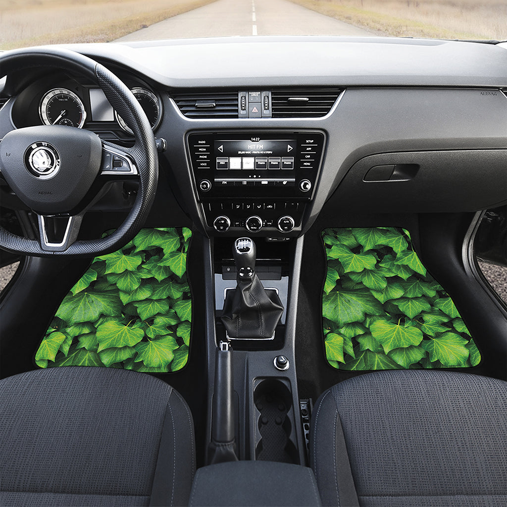 Green Ivy Leaf Print Front and Back Car Floor Mats