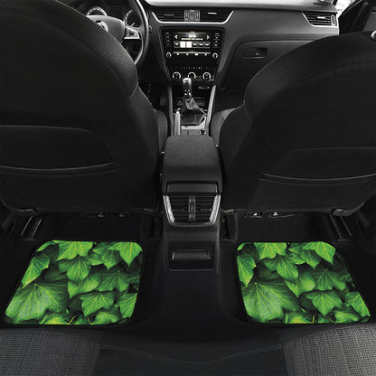 Green Ivy Leaf Print Front and Back Car Floor Mats