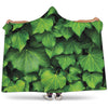 Green Ivy Leaf Print Hooded Blanket