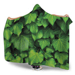 Green Ivy Leaf Print Hooded Blanket