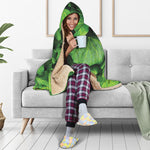 Green Ivy Leaf Print Hooded Blanket