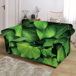 Green Ivy Leaf Print Loveseat Slipcover