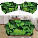 Green Ivy Leaf Print Loveseat Slipcover