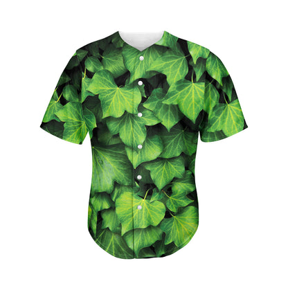 Green Ivy Leaf Print Men's Baseball Jersey