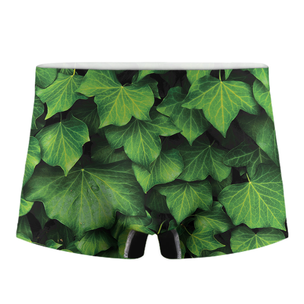 Green Ivy Leaf Print Men's Boxer Briefs