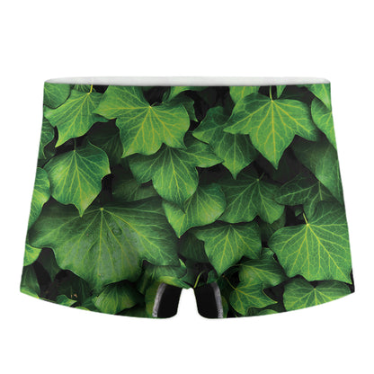 Green Ivy Leaf Print Men's Boxer Briefs