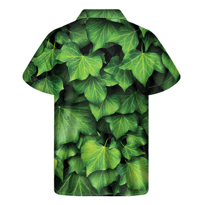 Green Ivy Leaf Print Men's Short Sleeve Shirt