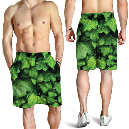 Green Ivy Leaf Print Men's Shorts