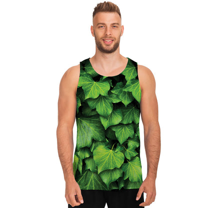 Green Ivy Leaf Print Men's Tank Top
