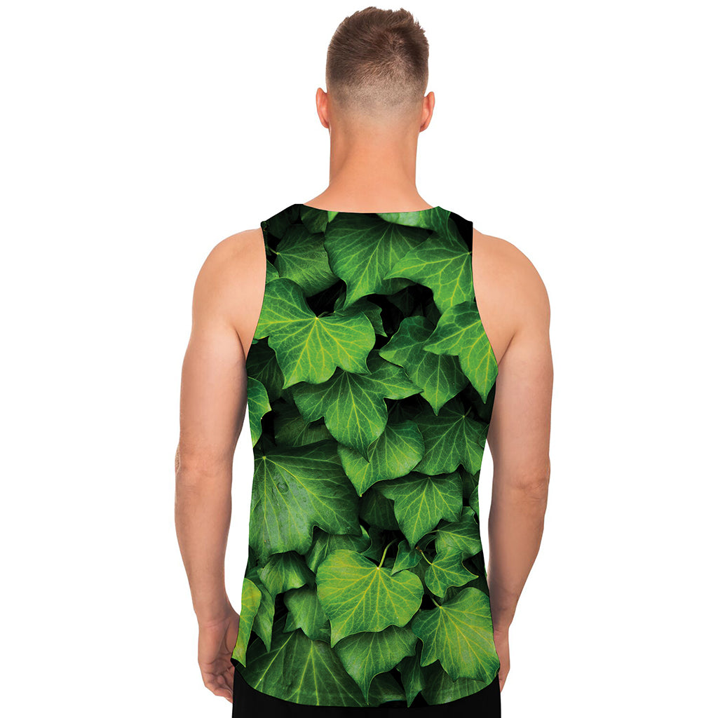 Green Ivy Leaf Print Men's Tank Top