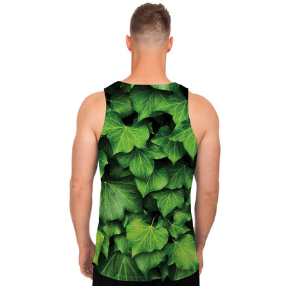 Green Ivy Leaf Print Men's Tank Top
