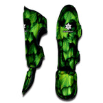 Green Ivy Leaf Print Muay Thai Shin Guard