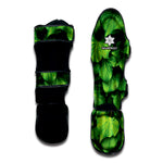 Green Ivy Leaf Print Muay Thai Shin Guard