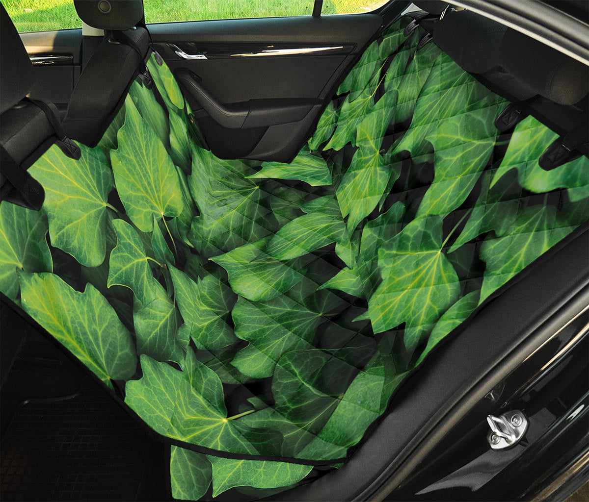 Green Ivy Leaf Print Pet Car Back Seat Cover
