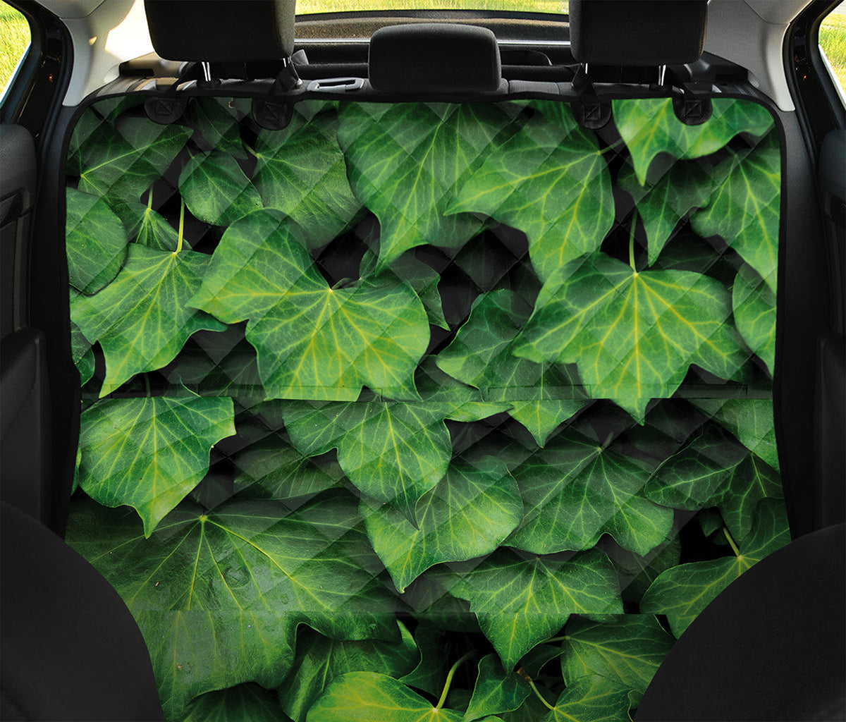 Green Ivy Leaf Print Pet Car Back Seat Cover