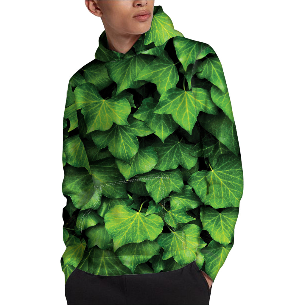 Green Ivy Leaf Print Pullover Hoodie