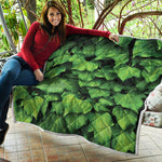 Green Ivy Leaf Print Quilt