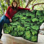 Green Ivy Leaf Print Quilt
