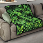 Green Ivy Leaf Print Quilt