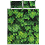 Green Ivy Leaf Print Quilt Bed Set