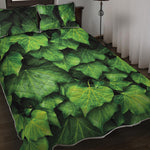 Green Ivy Leaf Print Quilt Bed Set