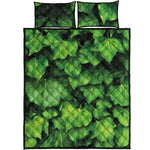 Green Ivy Leaf Print Quilt Bed Set