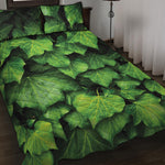 Green Ivy Leaf Print Quilt Bed Set