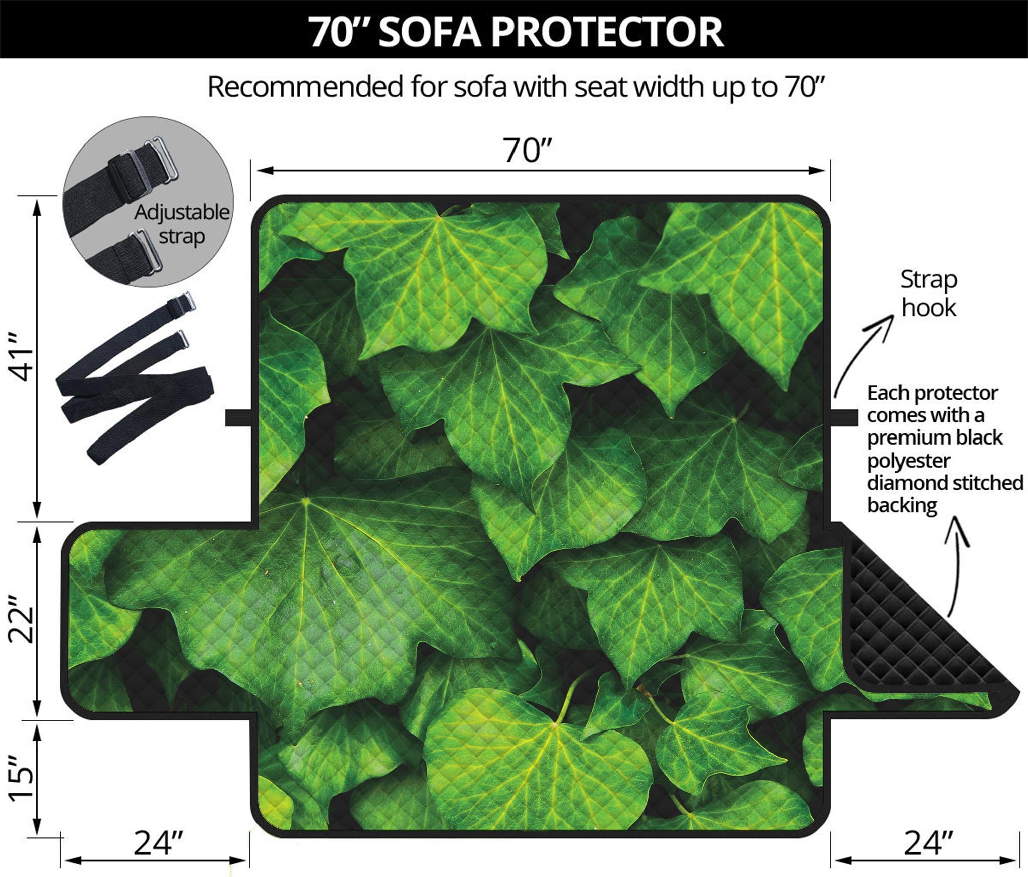 Green Ivy Leaf Print Sofa Protector